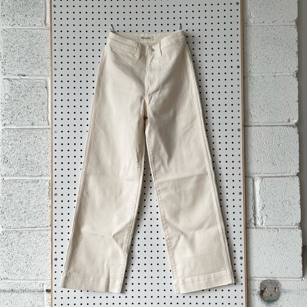 madewell cream slim emmet wide leg pants
